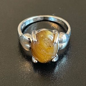 Tiger eye stone S925 silver ring size 8.5